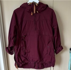 Fjallraven Iceland Anorak  Burgundy Maroon Hooded Pullover Utility Jacket Small